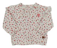 Biela kvetinová mikina so srdiečkom