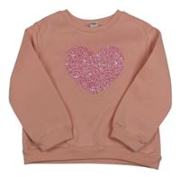 Svetloružová mikina so srdiečkom shein