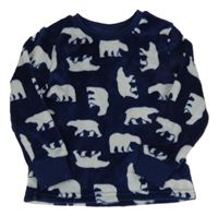 Tmavomodrá chlpatá mikina s medveďmi Lily & Dan