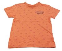 Oranžové tričko s palmami a nápisom Primark