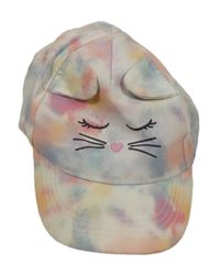 Bílo-růžovo-barevná kšiltovka s oušky a zvířátkem