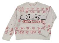 Bílo-červeno-růžový huňatý svetr Cinnamoroll F&F
