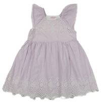 Bílo-fialové kostkované šaty s madeirou 