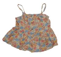 Ružový crop top s kvetinami a knofliky H&M