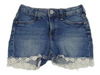 Modré elastické riflové kraťasy s krajkou Denim Co.