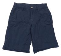 Tmavomodré plátenné chino kraťasy Bonprix