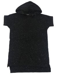 Černé melírované pletené tričko s kapucí Next