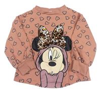 Staroružová mikina s Minnie a srdiečkami Disney