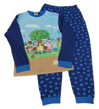 Světle-tmavomodré pyžama so zvířaty
