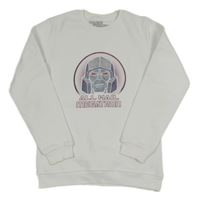 Biela mikina s potiskem - Transformers