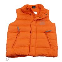 Oranžová šusťáková zateplená vesta s potiskem 