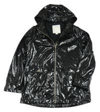 Čierna lesklá nepromokavá jarná bunda s kapucňou RIVER ISLAND