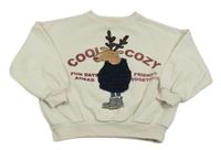 Smetanová oversize mikina se sobem a nápisem Zara