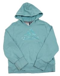 Světlemodrá mikina s logem a kapucí Adidas