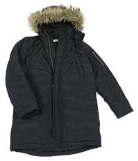 Čierna šušťáková zimná bunda s kapucňou H&M