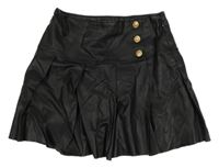 Čierna koženková skladaná sukňa Zara