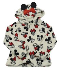 Smetanová chlupatá mikina s Minnie a kapucí Disney