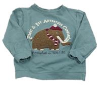 Zelenošedá mikina s mamutem Topolino