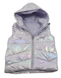 Lila metalická šusťáková zateplená vesta s kapucí Dunnes