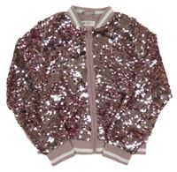 Růžová flitrovo/tylová jarní bunda H&M