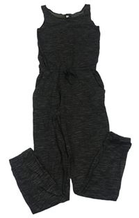 Čierno-sivá žíhaný nohavicový overal H&M