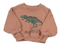 Starorůžová oversize mikina s dinosaurem 
