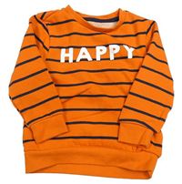 Oranžovo-tmavomodrá mikina s nápisom Primark