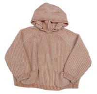 Svetloružový žinylkový oversize sveter s kapucňou Primark