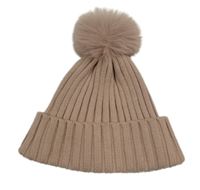 Starorůžová pletená žebrovaná čepice s bambulí H&M