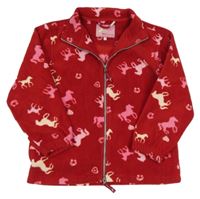 Červená fleecová prepínaci mikina s koníky zn. TCM