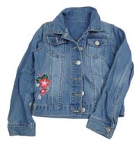 Modrá rifľová bunda s kvietkami St. Bernard