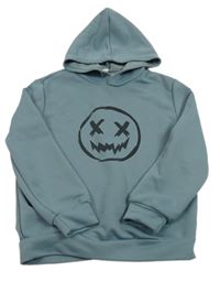 Modrošedá mikina so smajlíkom a kapucňou Shein