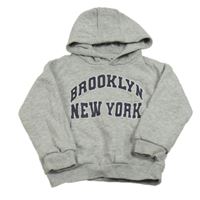 Sivá mikina s nápisom a kapucňou F&F