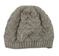 Hnědá pletená vlněná čepice s kamínky 