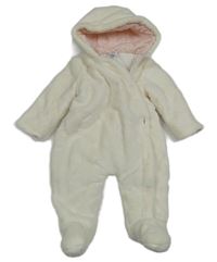 Smetanová chlupatá zateplená kombinéza s kapucí C&A