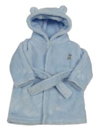 Světlemodrý chlupatý župan s medvídkem a kapucí Nutmeg