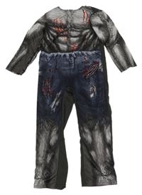 Kostým - Šedý overal - kostlivec 