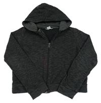 Antracitová melírovaná prepínaci crop mikina s kapucňou H&M