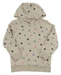 Béžová melírovaná mikina s bodkami a kapucňou Topolino