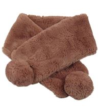 Starorůžová kožešinová šála s bambulemi Zara