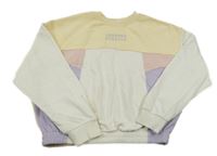 Žluto-bílo-lila crop mikina s nápisem H&M