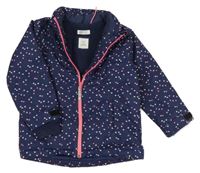 Tmavomodrá šusťáková zateplená bunda se srdíčky H&M