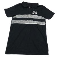 Černé polo tričko s pruhy George 