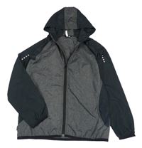 Šedo-černá šusťáková větrovka s kapucí Souluxe