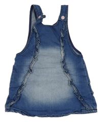 Modré šisované rifľové na traké šaty s volánikmi Dopodopo