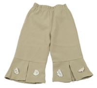 Béžové zvonové nohavice s kvietkami