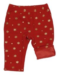 Červené zepeplené legíny s vločkami C&A