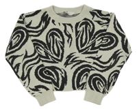 Smetanovo-čierny vzorovaný crop sveter H&M