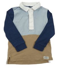 Světlemodro-béžovo-modré polo triko M&S