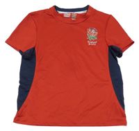 Červeno-tmavomodré športové tričko s logom England Rugby